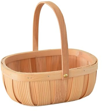 Grande cestino da picnic in vimini con manico, accessorio per giardino, frutta, caramelle, vino e uova di Pasqua per raccogliere uova e organizzare la cucina