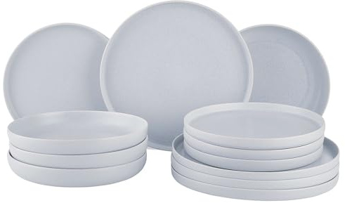 BUTLERS Geschirrset 4 Personen Tellerset CASA NOVA Steinzeug Geschirr Set 12-tlg. Tafelservice | Kuchenteller Speiseteller Pastateller | reaktive Glasur, Mikrowellen- & spülmaschinenfest
