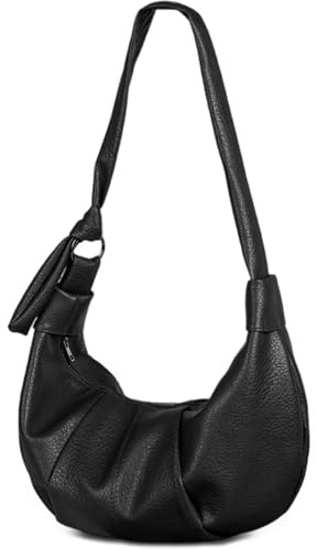 Mabecol Bolso Mujer PU Hobo Grande Bandolera Hombro Ajustable Negro