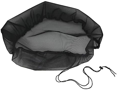HEMOTON Housse De Seau De Pluie En Polyester Noir Pour Protection Extérieure, Filet De Protection Ajustable Anti-insectes, Couverture Coupe-débris Pour Tonneau D’eau