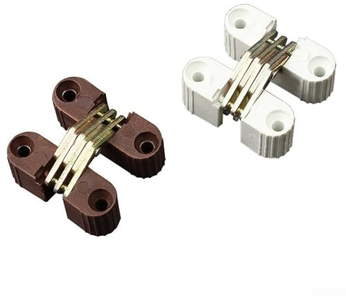 Cerniera a croce nascosta per porte pieghevoli, in plastica resistente e ferro, colore bianco o marrone, confezione da 6 pezzi invisibili, per cerniere (marrone)