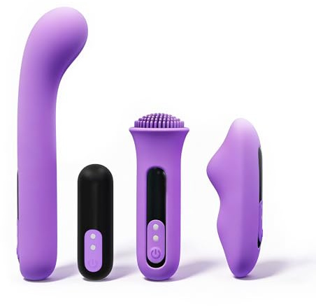 BlissWellness Vibrating Sex Toy Couple Pleasure Essentials Kit 3-in-1 Adult Toys for Women G-Spot Clitoral Stimulator,Anal Nipple Massager with Removable 10 Vibration Modes Mini Vibrator Bullet