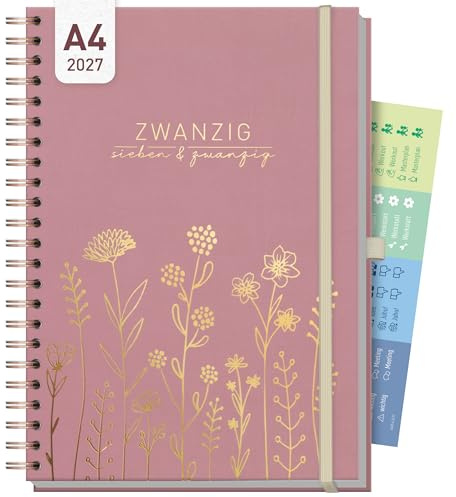 Häfft® Business-Timer Kalender 2027 A4 - Planer Fine Flowers rosé