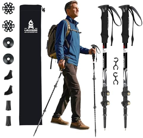 Bastones de Trekking Telescópicos Ligeros de Aluminio, Pack de 2