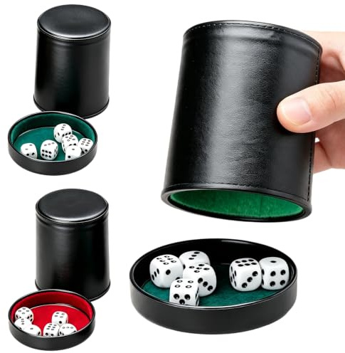 Foreverup Lot de 6 Gobelets à Dés, Jeux de Dés avec Gobelet, Dice Set avec 36 Dés (16 mm) avec Couvercle, pour Voyage Adultes, Soirées Entre Adultes dans Un Bar, Jeux de Dés, Jeux Occasionnels