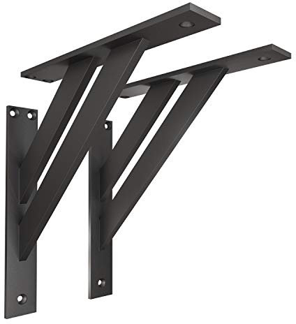 Sossai Regalträger 2er Set FSHR 240x240 mm aus Aluminium – Wandhalterung Regalwinkel für Regalbrett – schwarz – modernes Design