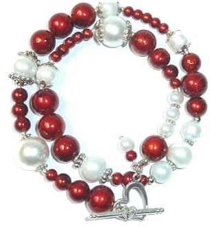 SSH-Design - Wickelarmband - rot & weiß -