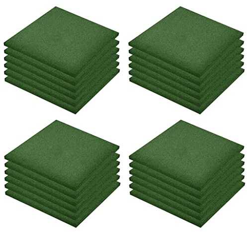 vidaXL 24x Carreaux de Protection Antichoc Tapis de Sol Paillasson de Patio Carpette de Sol Tapis d'Allée Extérieur Caoutchouc 50x50x3 cm Vert
