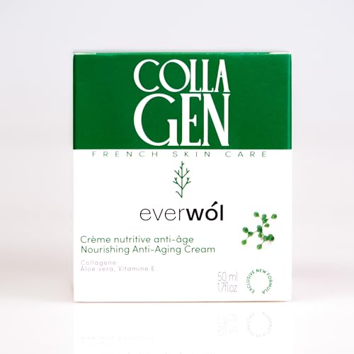 EVERWOL/Crema antiarrugas para hombres y mujeres - colágeno, ácido hialurónico/tratamiento facial hidratante/antiedad - efecto suavizante inmediato/vitamina E, aloe vera / 50 ml