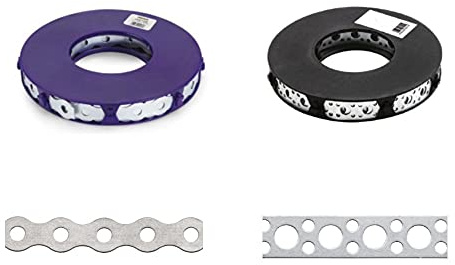 BATIFIX Lochband Montageband | 10m | Montagelochband | Stahl verzinkt | gewellte oder gerade Kante | Kunststoff Kassette ummantelt | Materialstärke 0,8mm (gerade 12 x 0,8 x 10m)
