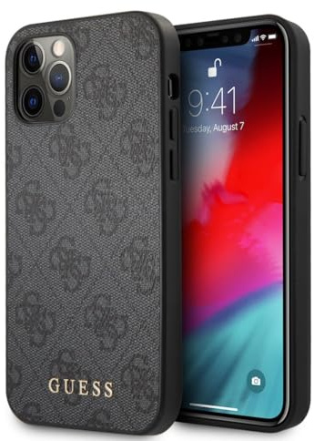 GUESS GUHCP12MG4GFGR Hülle für iPhone 12/12 Pro 6,1 Grau Hard case 4G Metal Gold Logo