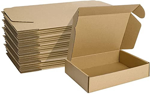 HORLIMER 25 Stück Versandkarton Klein Karton Box, 22,9x15,3x5,1 cm Verpackungskartons aus Wellpappe für Warensendung, Geschenkbox, Faltkarton, Postkarton(Braun)