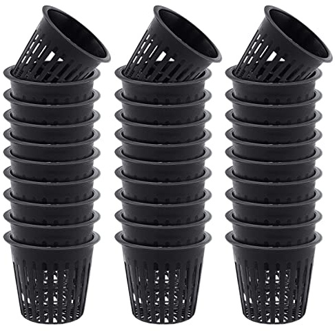 hifrom Net Pot für hydroponics, Hydrokultur-Netztöpfe, Pflanzen Mesh Topf Net, Töpfe Kunststoff Hydroponics Garden Net Cup, Hydroponik Anzuchttöpfe, Hydrokultur Topf (B:30 Schwarz)…