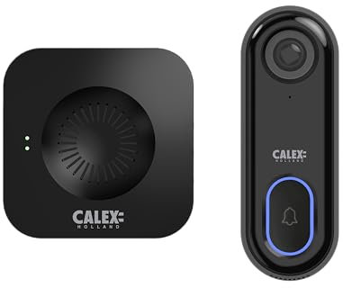 CALEX Sonnette Vidéo Connectée Filaire WiFi, Caméra HD 1080P, Audio Bidirectionnel, Détection de Mouvement, Carillon Intérieur