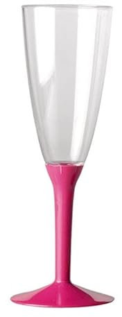 Dream' s Party 20 Flute in plastica con gambo - Flutes rigidi monouso - Calice da Spumante - Corpo in plastica trasparente - confezione 20 pezzi - flute per feste (Fucsia)