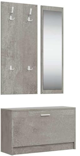 vidaXL Set Mueble Zapatero 3 en 1 Armario Estantería Almacenamiento Recibidor Entrada Pasillo Sala de Estar Madera Contrachapada Gris Hormigón