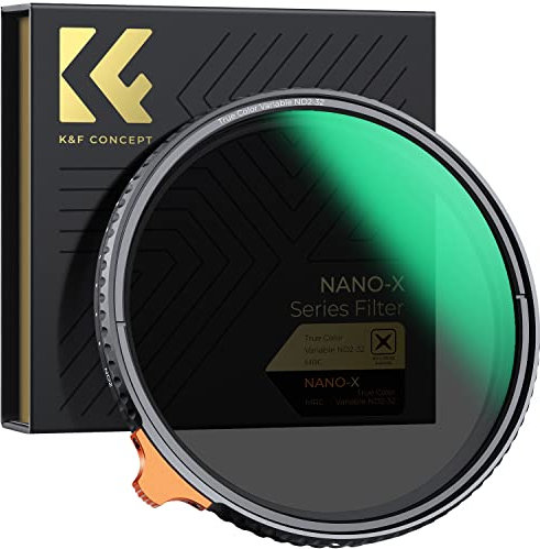 K&F CONCEPT 77mm True Color Variable ND2-32 Filters, Neutral Density Adjustable ND Lens Filter Nano-coating Waterproof (Nano-X Series)