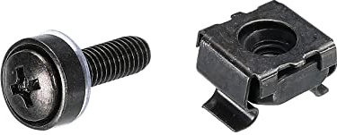 PATIKIL Rack Mount Cage Nuts M5x15mm Mounting Screws Iron Zinc Plated for Server Rack Cabinets with Washers, Black 20 Sets