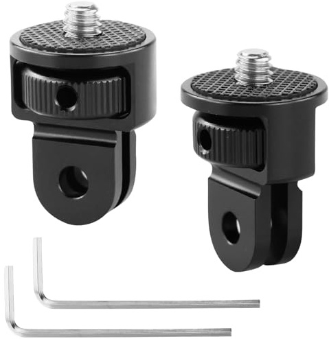 LWMLWM 2 Adattatori per Treppiede in Alluminio 1/4 Pollice per Fotocamera, Supporto Girevole Nero, Compatibile con Fotocamere Digitali, Action Cam, Videocamere e Accessori