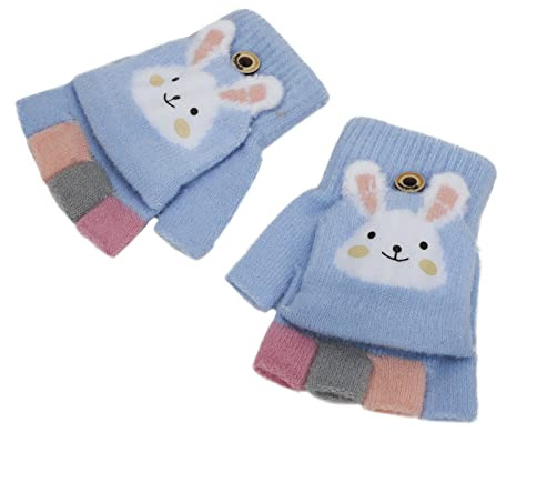 Herbst Winter Baby Warme Kinder Fingerlose Handschuhe Kleinkind Kinderhandschuhe Strickhandschuhe mit Klappe Halbfinger Handschuhe mit Flip Winterhandschuhe Thermo Handschuhe 1-5 Jahre Mädchen