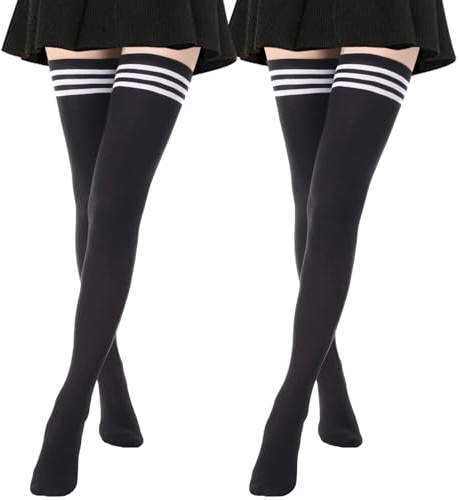 DRESHOW 2 Paia Donna Extra Lunghi Calzini da Ginocchio Coscia Alta Calze Stivali Sopra il Ginocchio