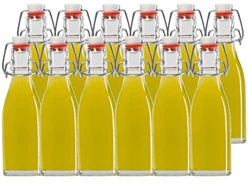 Vitrea 6 x Bügelflaschen Glasflaschen | Füllemge 250ml | mit Bügelverschluss zum Selbstbefüllen Bügelflasche Smoothie Glasflasche
