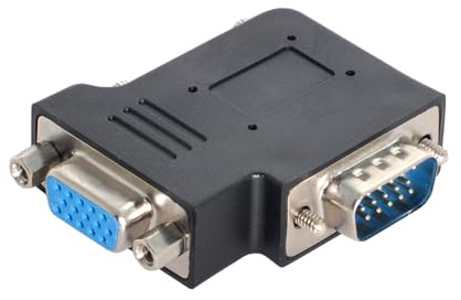NFHK Vertical Flat Right Angled 90 Degree VGA SVGA Male to Female Extension Adapter BK