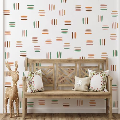 Runtoo Wandtattoo Boho Bunte Linien Wandsticker Pastell Beige Abstrakt Punkte Wandaufkleber Kinderzimmer Babyzimmer Wohnzimmer Schlafzimmer Flur Wanddeko