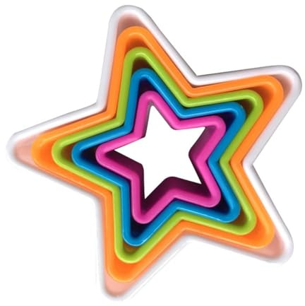 5 Pcs Cookie Cutters Shapes Baking Set, Star Shape Biscuit Plastic Molds Cutters for Kitchen Baking Birthday Christmas