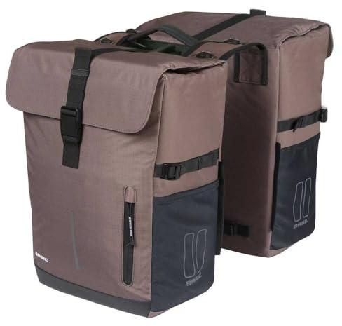 Basil Move Doppelpacktasche MIK - 30L, Braun, Wasserabweisend, Inkl. abschließbarer MIK-Adapterplatte, Perfekt für Alltag und Freizeit