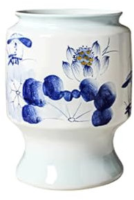 HTYUKFDG Pot de Plante en Porcelaine Florale Bleu et Blanc avec Trou de Drainage Jingdezhen en céramique décoratif Pott de Fleur Lotus étang de plantant rétro pour Fortune Arbre pour Fortune