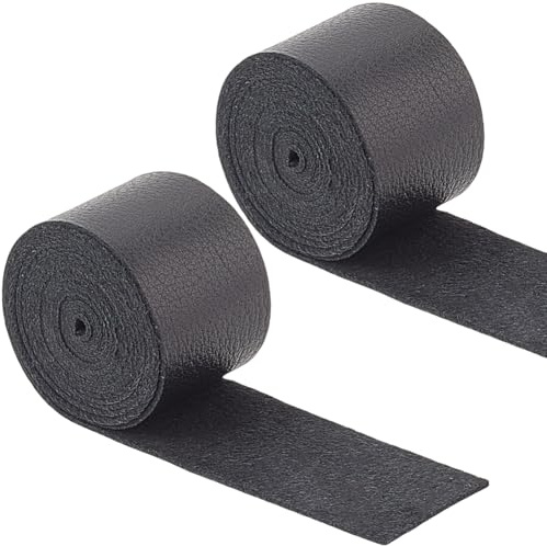 GORGECRAFT 2 Rolle 0.9-1m Echte Lederstreifen 21mm Breit Lammfellstruktur Flaches Lederband Schwarze Narbung Weiches Schafsfell Für Heimwerker Nähen Basteln Einfassungen Kleidungsstücken Säumen Gürtel