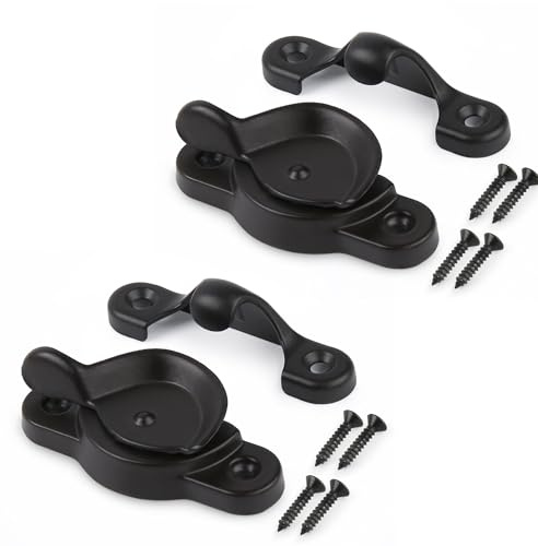 HASWARE Verrouillage de châssis de fenêtre en métal – Conçu pour résister aux intempéries et à la rouille parfait pour les chalets les appartements et les maisons en location (2 Pack - Noir)