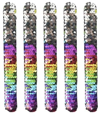 Alasum 5 Pièces Bracelets Paillettes Colorés pour Enfants, Accessoires Fêtes et Anniversaires, Bracelets et Bagues pour Garçon et Fille