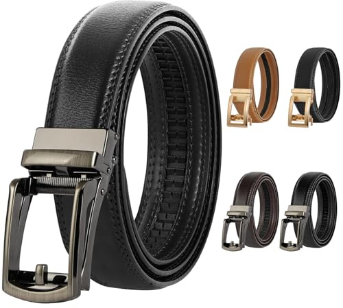 DiULi Cintura Automatica Fibbia da Uomo, Cinture per Uomo con Fibbia Automatica, Regolabile, Lunga 120 cm, Ideale per Abiti, Jeans, Lavoro Casual e D'affari, Nero