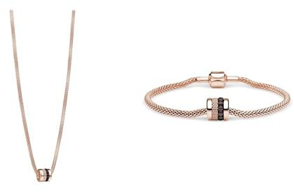BERING Damen Donube Set | Halskette und Armband aus Edelstahl in Roségold