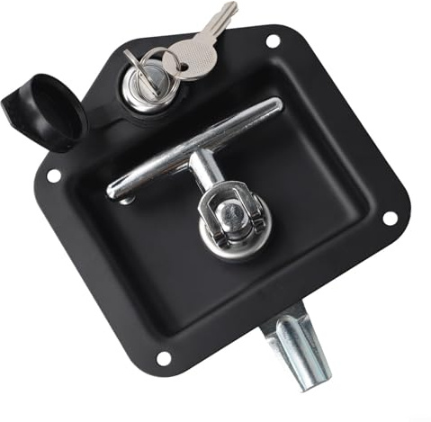 Vilgftyiet Serratura pieghevole con maniglia a T in acciaio inossidabile con chiavi per camion, rimorchio, armadietto, cassetta degli attrezzi, meccanismo di blocco di sicurezza, antifurto, per camper