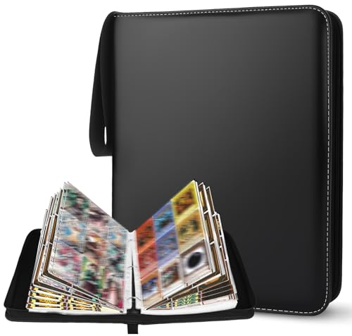 ZUSUZU Album Porta Carte,Raccoglitore per Carte da Collezione a 9 Tasche con Cerniera,Raccoglitore Carte,Album per 900,50 pagine,pelle PU, Impermeabile,Perfetto per collezionisti