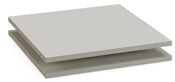 Rauch Möbel ZUBEHÖR, Einlegeböden, 2er-Set, für Drehtürenschränke von Rauch mit Einer Elementbreite von 47 cm, Farbe Texline Leinenoptik, Maße 45x1,6x45cm