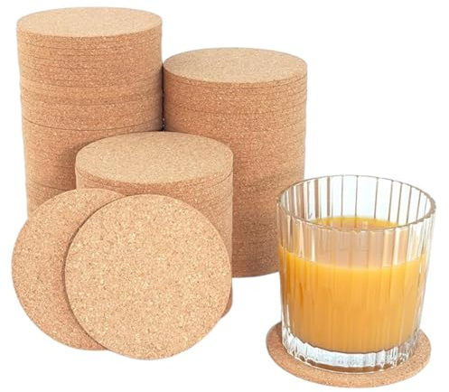 YOFDAL 30 Pezzi Sottobicchieri in Sughero, Rotondo Diametro 10cm x Spessore 3mm, per Casa, Bar e Ufficio