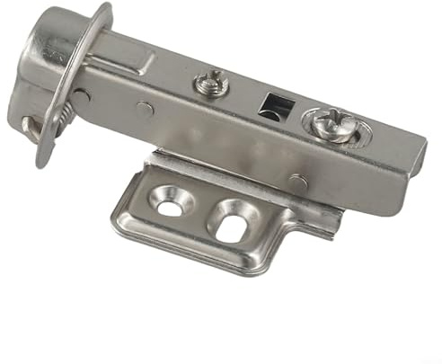 Zilimontt Bisagra de puerta de cristal de 26 mm para armario, vitrina y gabinete de vino, bisagra de hierro plateado y plástico con tamaño de 84 x 32 mm, apertura de copa de 26 mm, diseño de