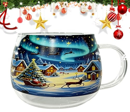 Weihnachtsbaum Glasbecher-Set, Latte-Teetassen, Geschenkverpackung Kaffeebecher Kaffee Milch Saft Teebecher für Frauen Geburtstag Weihnachten Wasser Wein Getränke Milch, 300ml
