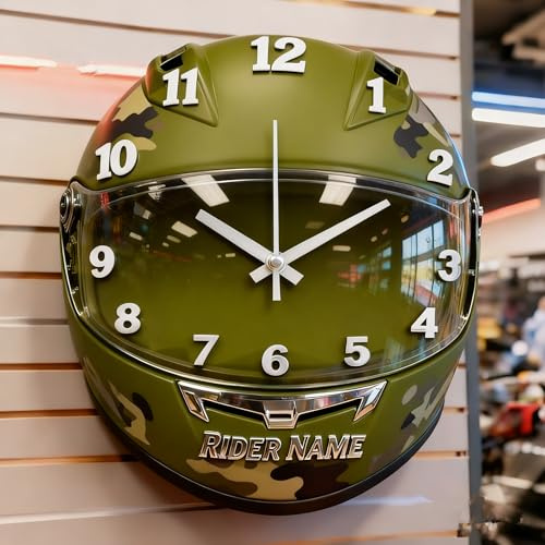 Certykllp Orologio da Parete Personalizzato con Casco da Motociclista Orologio da Parete con Casco da Corsa Personalizzato Decorazione da Parete per Piloti da Corsa Appassionati di Moto -4