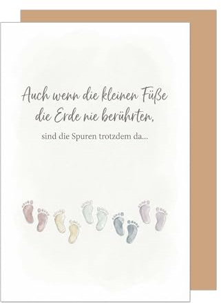 Edition Seidel Premium Trauerkarte mit Umschlag. Beileidskarte Kondolenzkarte Karte Klappkarte Spruch Kleine Füße Spuren Mitgefühl Trost Hoffnung Sternenkind Kind Baby Liebe einfühlsam (T1254 SW026)