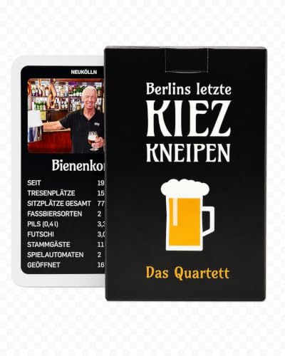 WESTCRAFT Kneipen Quiz Quartett Jeu de cartes | Kiezkneipen à Hambourg, Vien Beisl, Veedels Köln, München Boazn & Eckkneipe Berlin – Parfait pour les lugschisers de table de famille (Berlin dernier