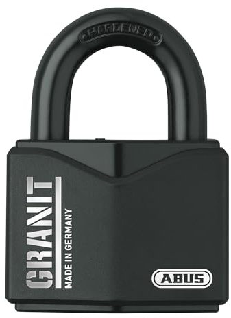 Abus Vorhangschlosss Granit 37/55 Level 10 00842 (Vorhangschloss Vorhängeschloss Hochsicherheitsschloss Präzisionsschloss Bügelschloss Hangschloss Hängeschloss), mit Black-Granit-Beschichtung