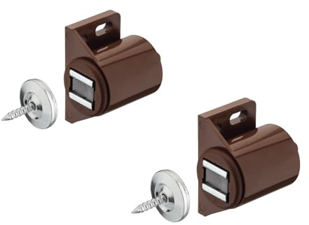 Gedotec Cierre magnético para armario marrón con placa contrapuesta, imán de presión para puerta atornillada - H2062 | Imán para puerta con fuerza de sujeción de 3,0 kg | HECHO EN ALEMANIA | 2
