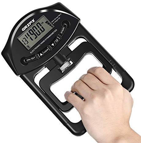 GRIPX Digitaler Handdynamometer Griffstärke-Messgerät Automatische Erfassung der elektronischen Griffkraft 198 Lbs / 90 Kgs, Schwarz