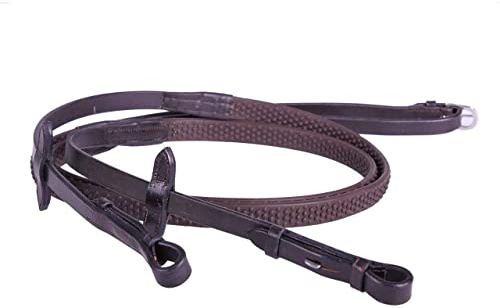 Equipride Zügel aus Leder mit super Grip, rutschfest für Zaumzeug, super flexibel (extra voll, braun)