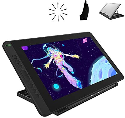 HUION Kamvas 13 Grafiktablett mit Display, Grafik-Zeichenmonitor mit voll laminiertem Bildschirm, Neuer Stift PW517, Typ-C-Kabel, Unterstützung für Android-Geräte, mit Ständer (Lila)